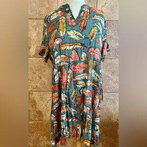 Double D Ranch Flight Feather Short Sleeve Lined Dress Size 1X NWT